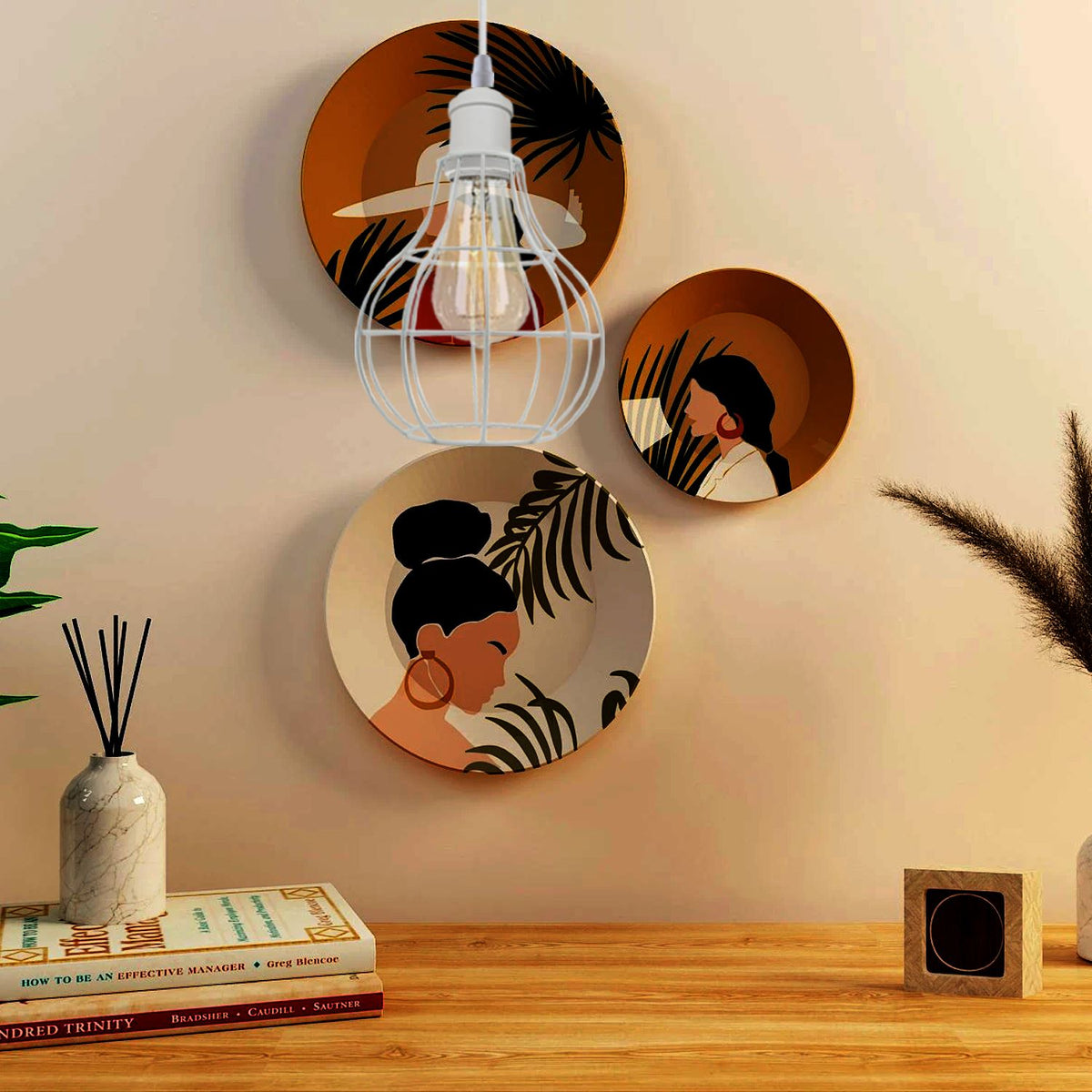 3 Light White Cluster Pendant – Wire Cage or Cone Shades, E27 - photo 4