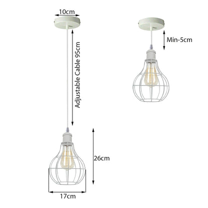 3 Light White Cluster Pendant – Wire Cage or Cone Shades, E27 - photo 5