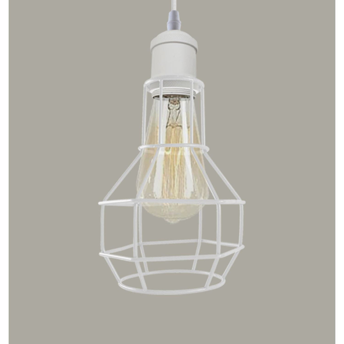 3 Light White Cluster Pendant – Wire Cage or Cone Shades, E27 - photo 8