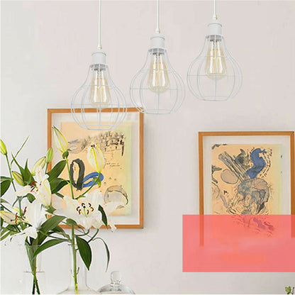 3 Light White Cluster Pendant – Wire Cage or Cone Shades, E27 - photo 2