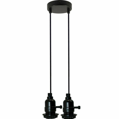 2-Light Cluster Pendant – Black Switched E27 Holders