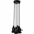 4 Light Cluster Pendant – Black Switch Holders, 12 cm Rose, E27