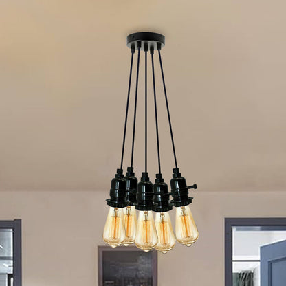5 Light Cluster Pendant – Black Switch Holders, 12 cm Rose, E27 - photo 3