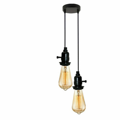 2-Light Cluster Pendant – Black Switched E27 Holders - photo 3