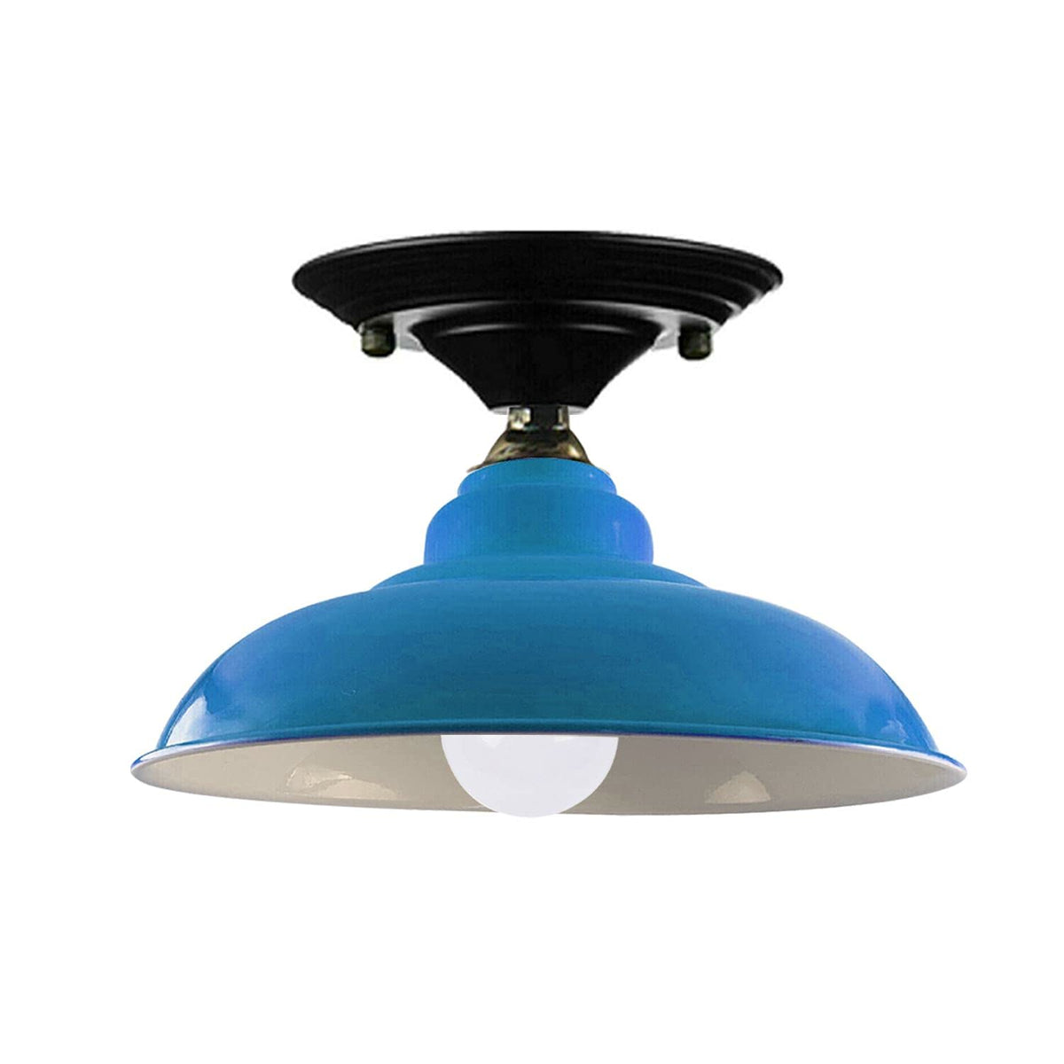 Flush Ceiling Light – 32 cm Gloss Metal Shade, B22, 6 Colours - photo 2