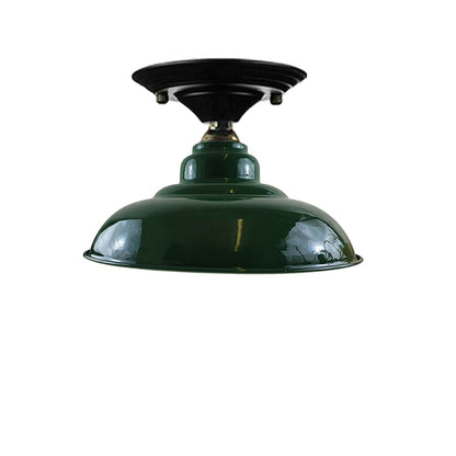 Flush Ceiling Light – 32 cm Gloss Metal Shade, B22, 6 Colours - Gold, Gloss Metal 32 cm Green, Without Bulb