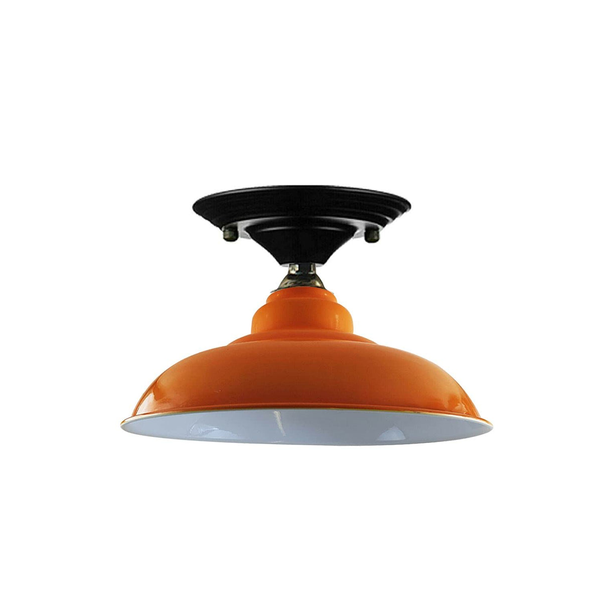 Flush Ceiling Light – 32 cm Gloss Metal Shade, B22, 6 Colours - Gold, Gloss Metal 32 cm Orange, Without Bulb