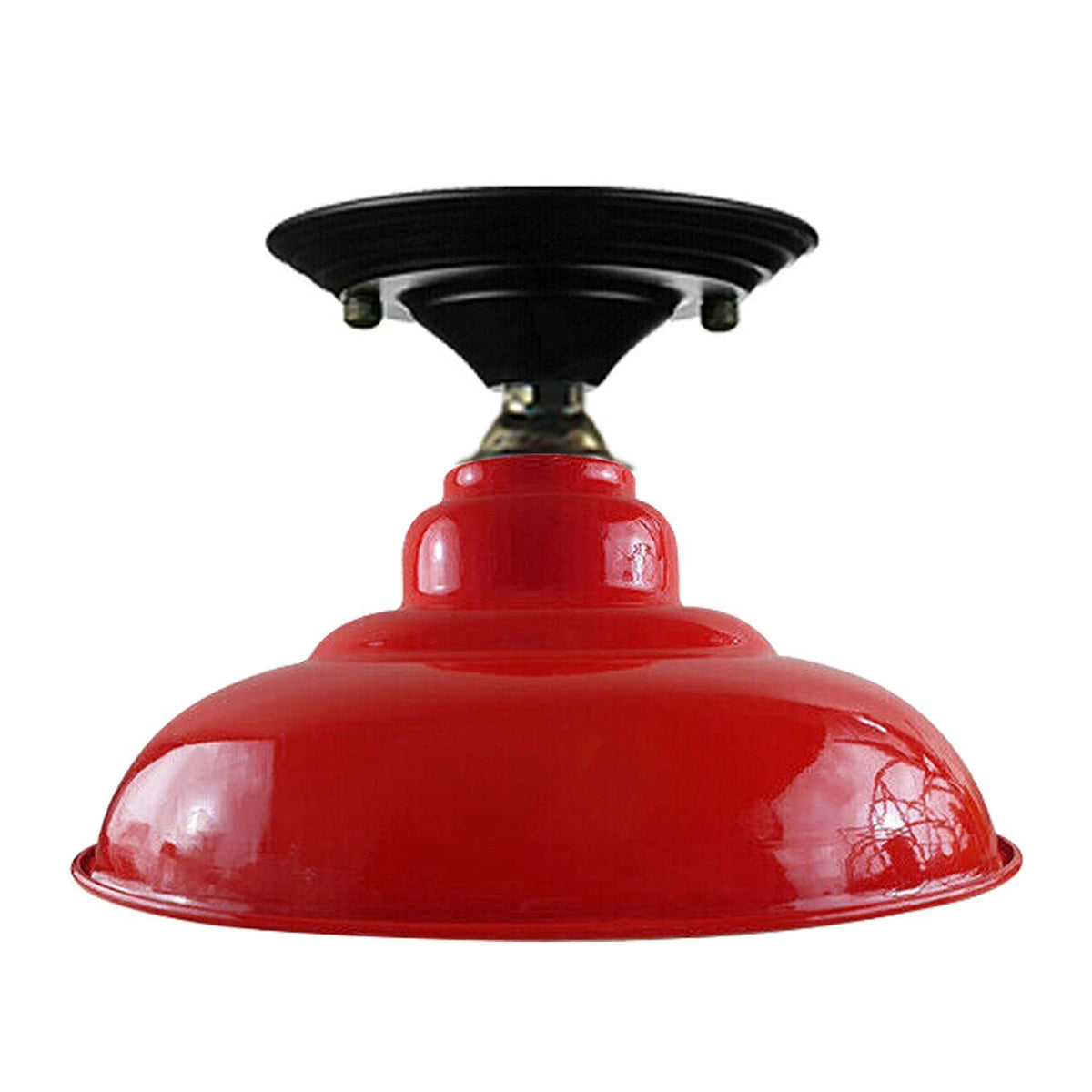 Flush Ceiling Light – 32 cm Gloss Metal Shade, B22, 6 Colours - Gold, Gloss Metal 32 cm Red, Without Bulb