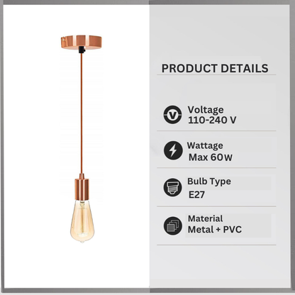 Pendant Light Fitting – Rose Gold E27, Pack of 2 or 3 - photo 2