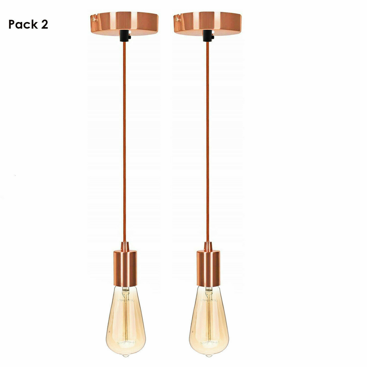 Pendant Light Fitting – Rose Gold E27, Pack of 2 or 3 - photo 5