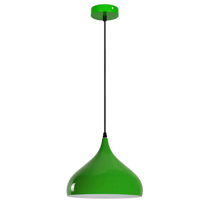 Wide Dome Pendant Light – 31.5 cm Metal Shade, 7 Colours, E27 - White, Wide Dome 31.5 cm Green, Without Bulb
