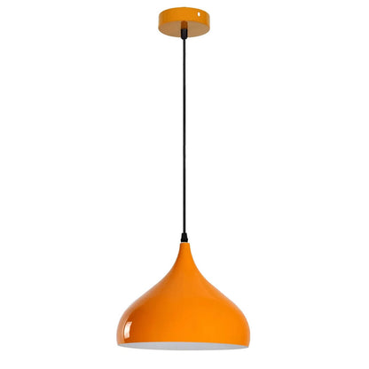 Wide Dome Pendant Light – 31.5 cm Metal Shade, 7 Colours, E27 - White, Wide Dome 31.5 cm Orange, Without Bulb