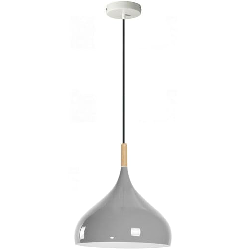 Wide Dome Pendant Light – 31.5 cm Metal Shade, 7 Colours, E27