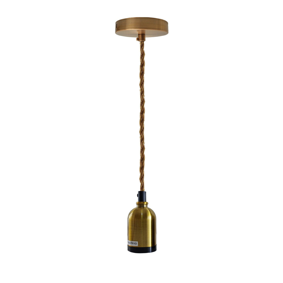 Pendant Light Fitting – Yellow Brass E27 Holder, Twisted Cable - photo 2