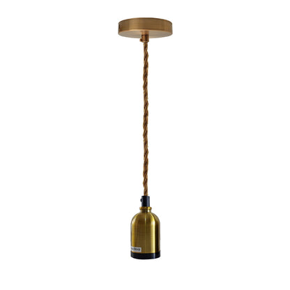 Pendant Light Fitting – Yellow Brass E27 Holder, Twisted Cable - photo 2