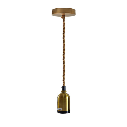 Pendant Light Fitting – Yellow Brass E27 Holder, Twisted Cable - photo 2