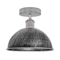 Semi-Flush Ceiling Light – E27, Flat Cone, Dome or Barn Shade - Chrome, Dome 21 cm Brushed Silver, Without Bulb