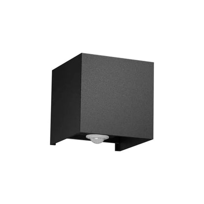 Square Up Down LED Wall Light with PIR Sensor 10W IP54 – Black, Warm White - Standard, Single, Without Bulb