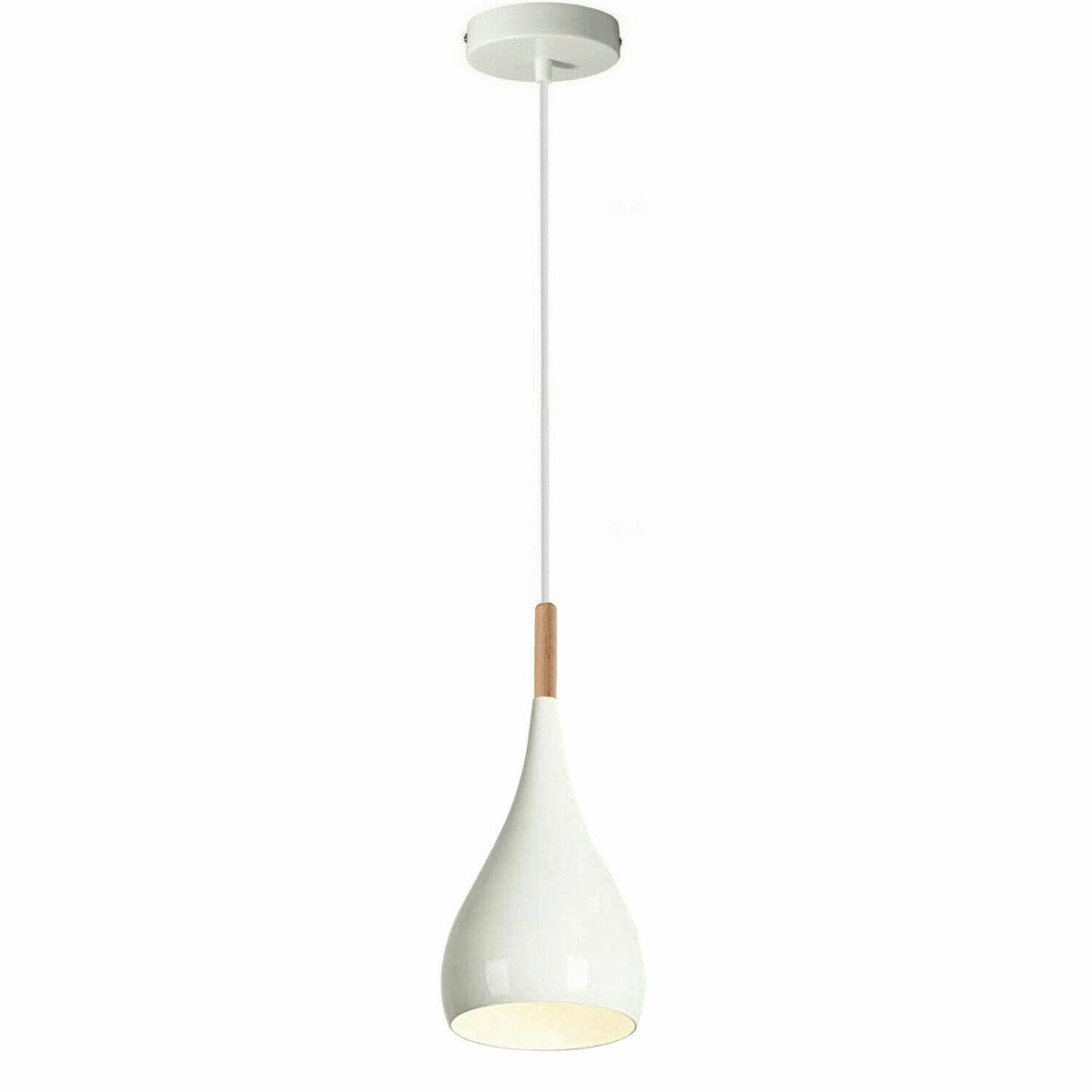 Teardrop Pendant Light – 16 cm Metal Shade, Wood Detail, 8 Colours - photo 12