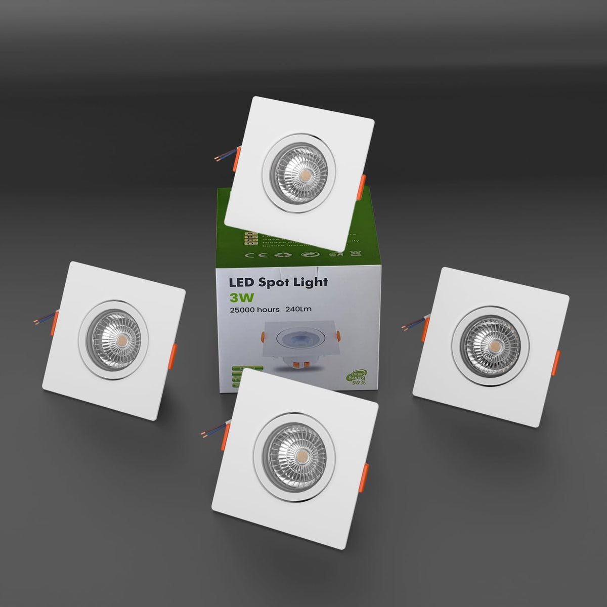 Square Tilt Recessed LED Downlight 3W – White, Adjustable - photo 6