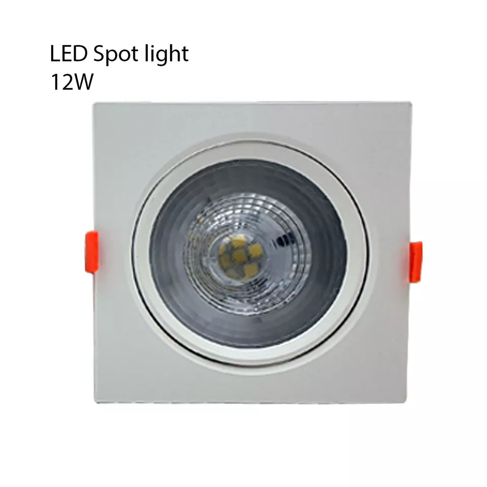 Square Recessed LED Downlight 12W – Tilting, White