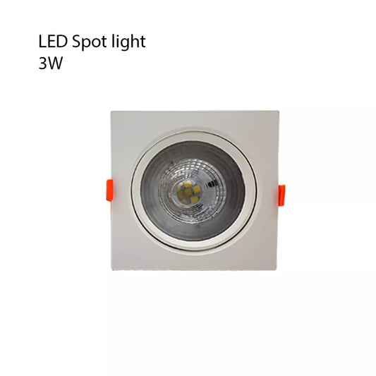 Square Tilt Recessed LED Downlight 3W – White, Adjustable