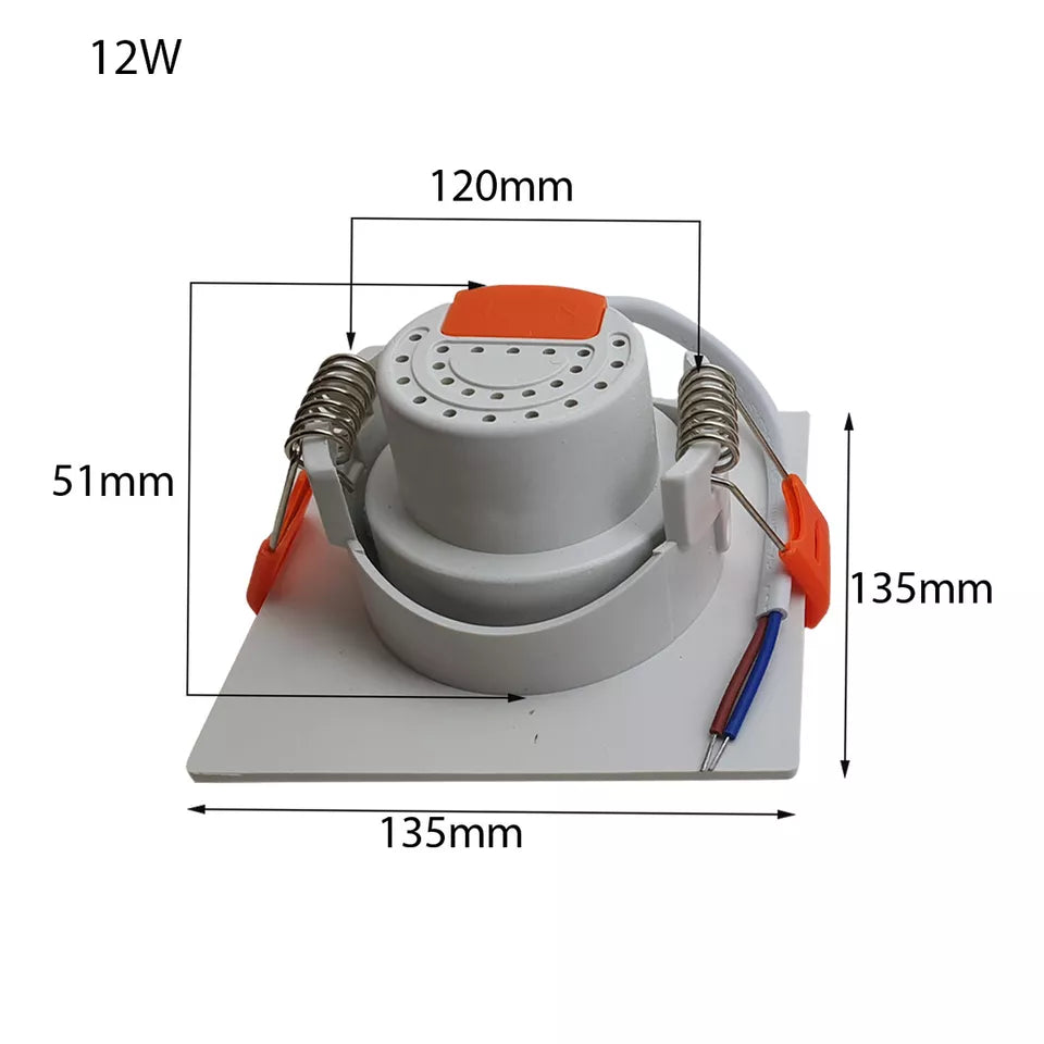 Square Recessed LED Downlight 12W – Tilting, White - photo 4