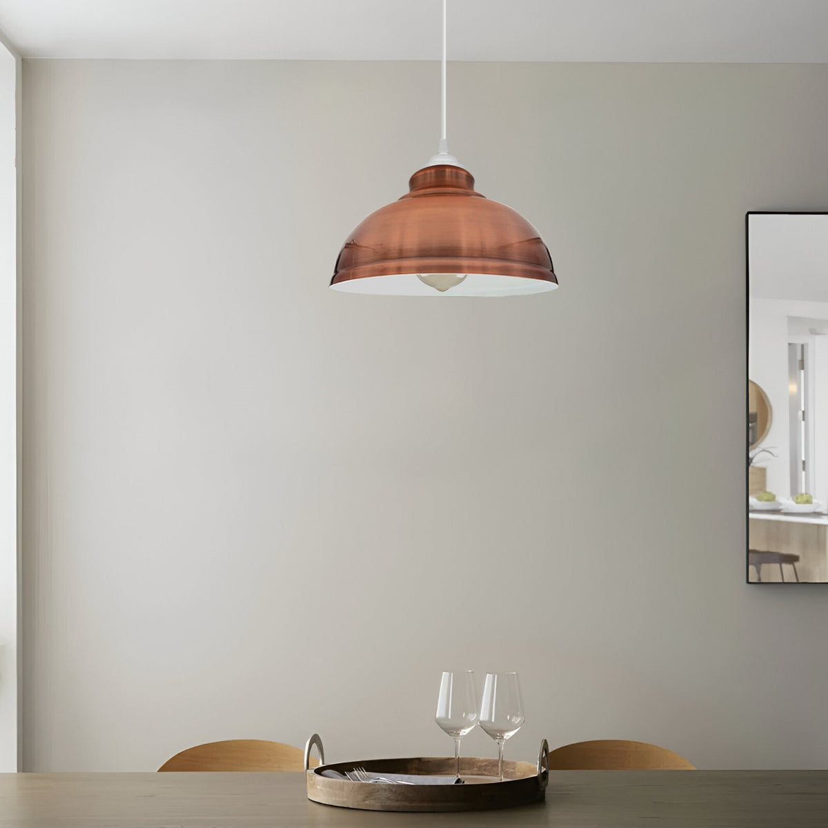 Curvy Metal Dome Pendant Light 29 cm â€“ 11 Colours, White Fittings - photo 11