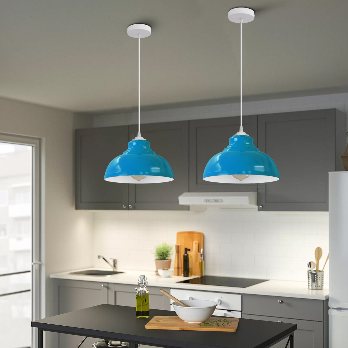 Curvy Metal Dome Pendant Light 29 cm â€“ 11 Colours, White Fittings - photo 5