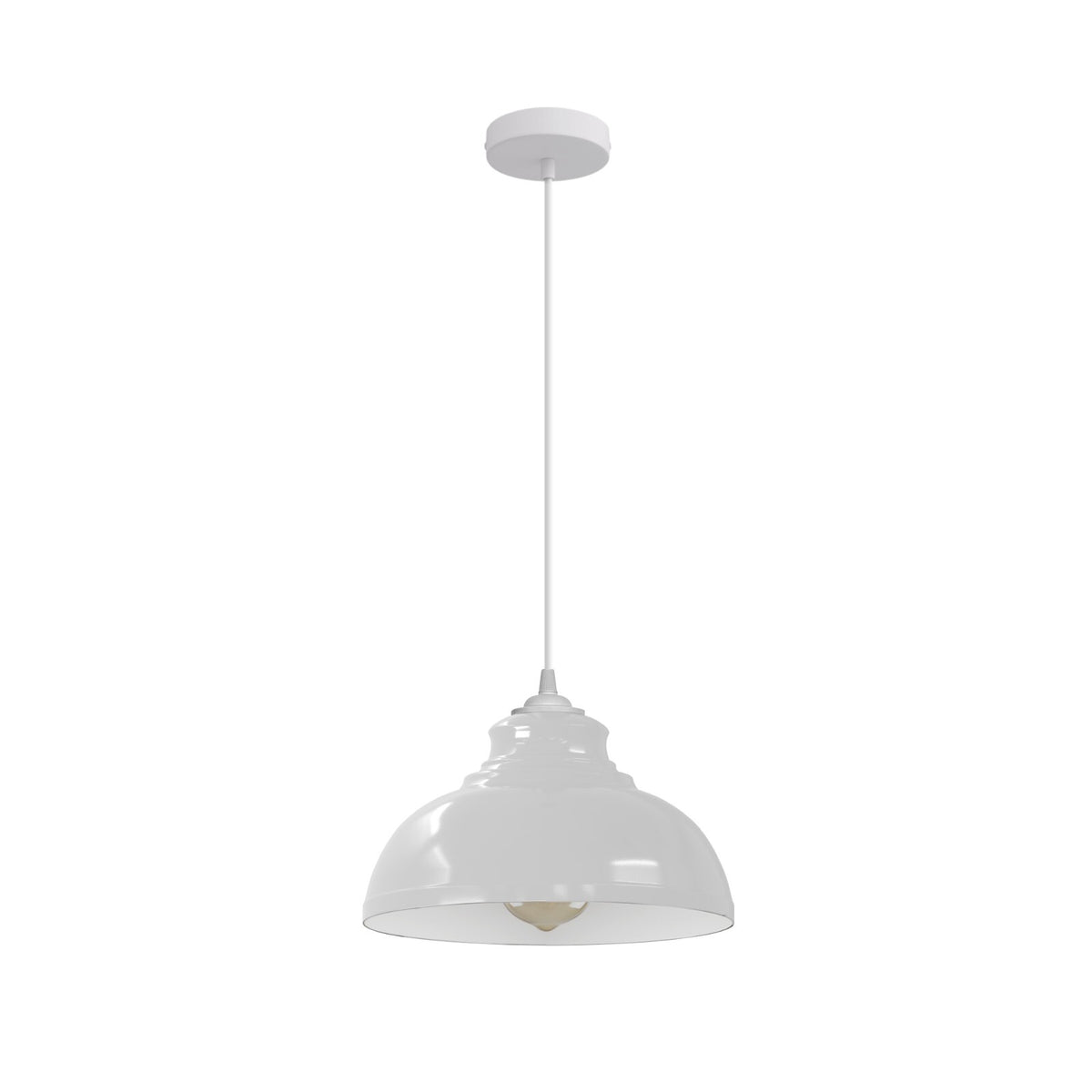 Curvy Metal Dome Pendant Light 29 cm â€“ 11 Colours, White Fittings - White, Curvy 29 cm White, Without Bulb