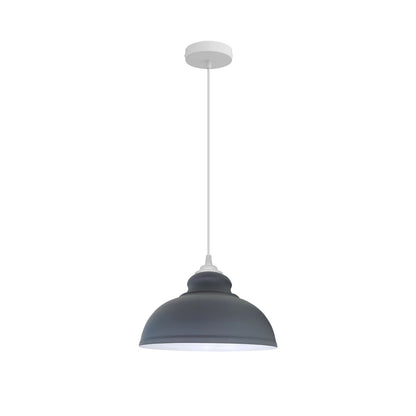 Curvy Metal Dome Pendant Light 29 cm â€“ 11 Colours, White Fittings - White, Curvy 29 cm Grey, Without Bulb