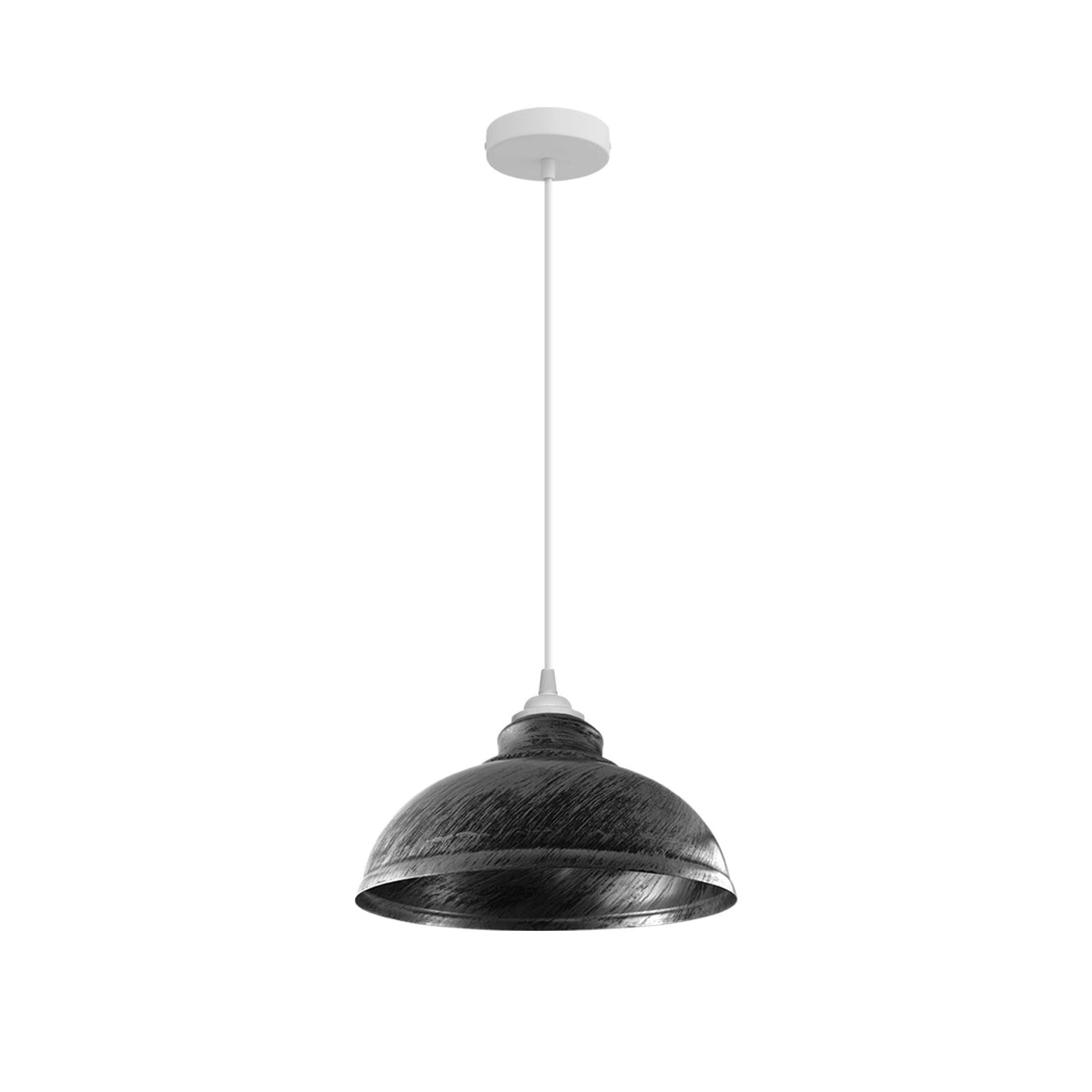 Curvy Metal Dome Pendant Light 29 cm â€“ 11 Colours, White Fittings - White, Curvy 29 cm Brushed Silver, Without Bulb
