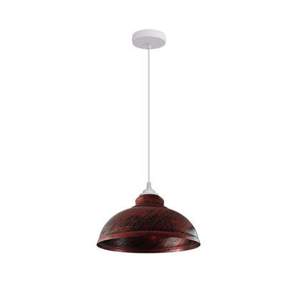 Curvy Metal Dome Pendant Light 29 cm â€“ 11 Colours, White Fittings - White, Curvy 29 cm Rustic Red, Without Bulb