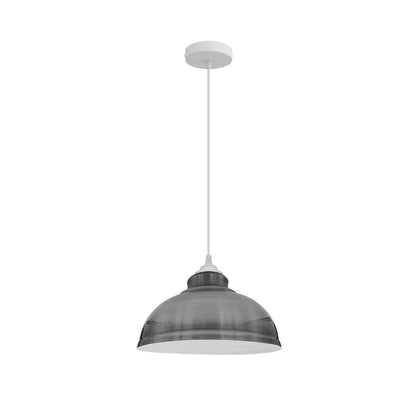 Curvy Metal Dome Pendant Light 29 cm â€“ 11 Colours, White Fittings - White, Curvy 29 cm Satin Nickel, Without Bulb