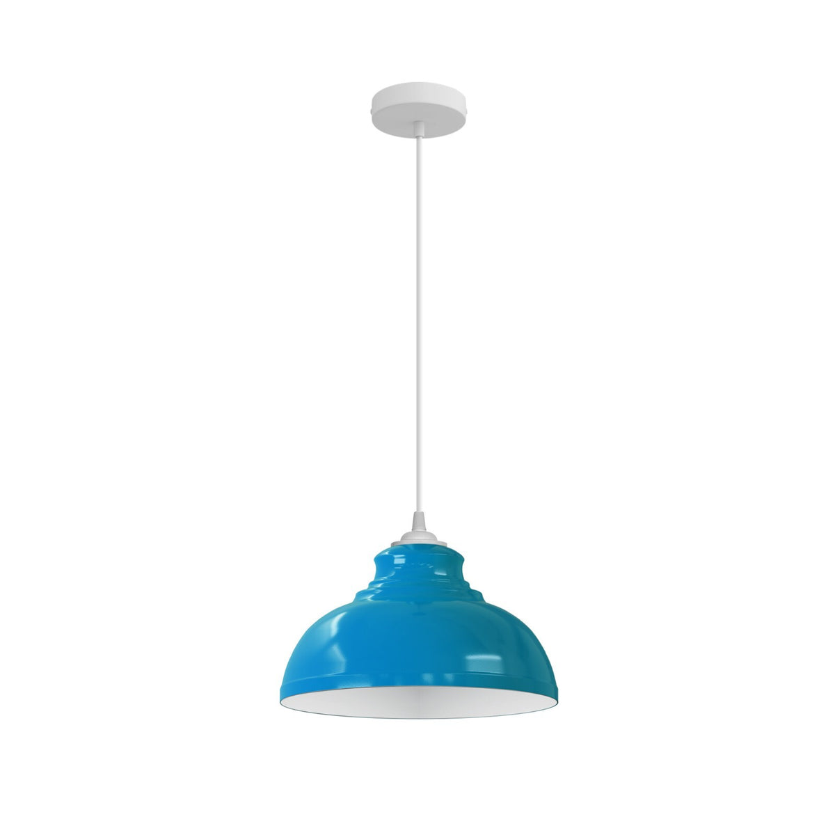 Curvy Metal Dome Pendant Light 29 cm â€“ 11 Colours, White Fittings - White, Curvy 29 cm Blue, Without Bulb