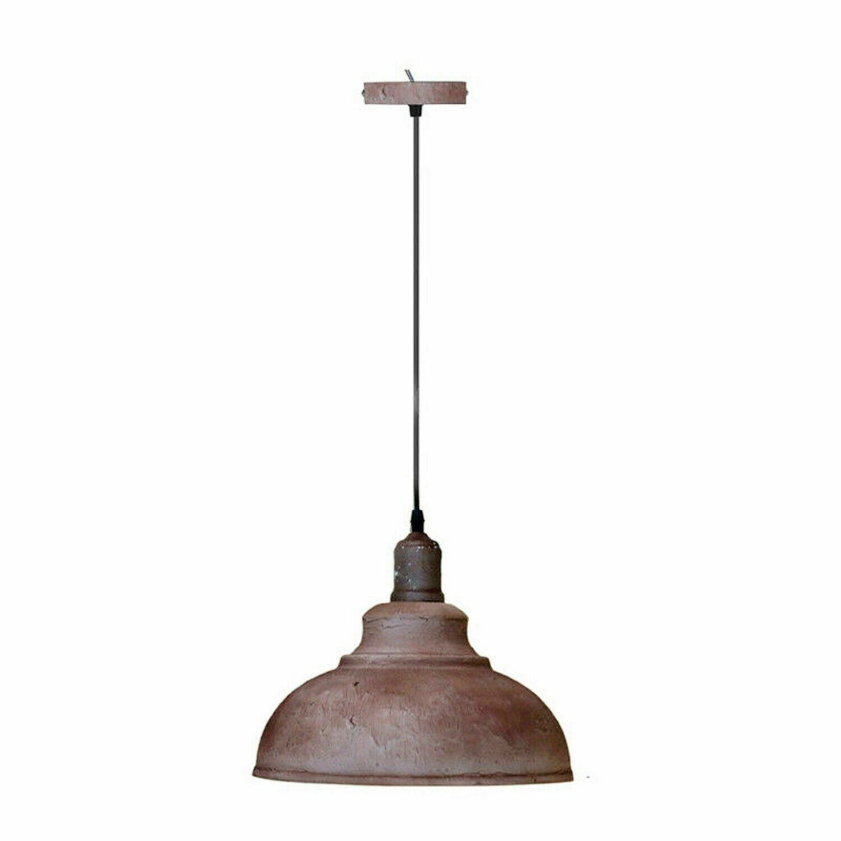 Rustic Brown Dome Pendant Light – Distressed Metal, 29 cm, E27