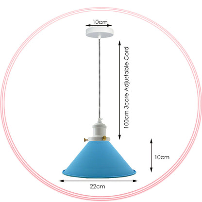Cone Pendant Light – 22 cm Metal Shade, White Cable, 6 Colours - photo 3