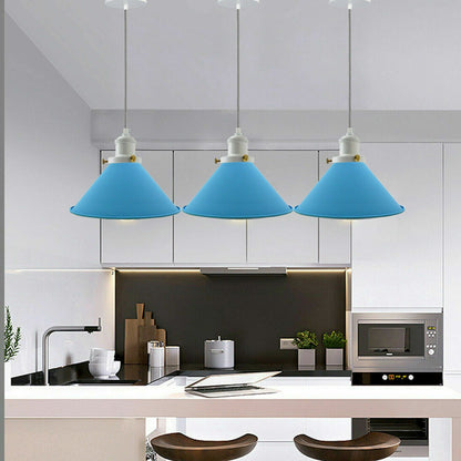 Cone Pendant Light – 22 cm Metal Shade, White Cable, 6 Colours - photo 4