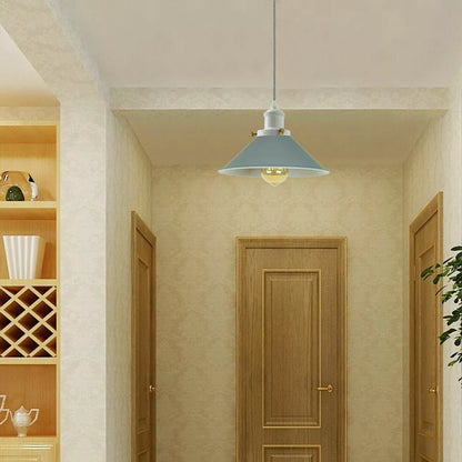 Cone Pendant Light – 22 cm Metal Shade, White Cable, 6 Colours - photo 5