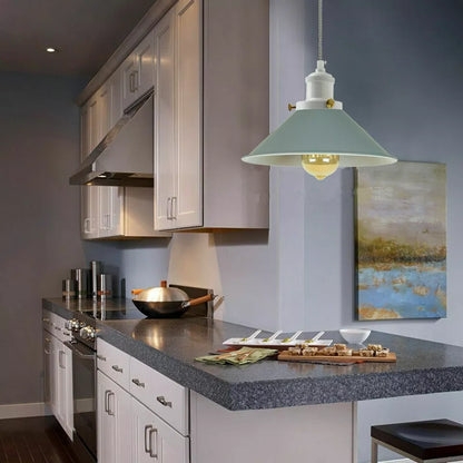 Cone Pendant Light – 22 cm Metal Shade, White Cable, 6 Colours - photo 6
