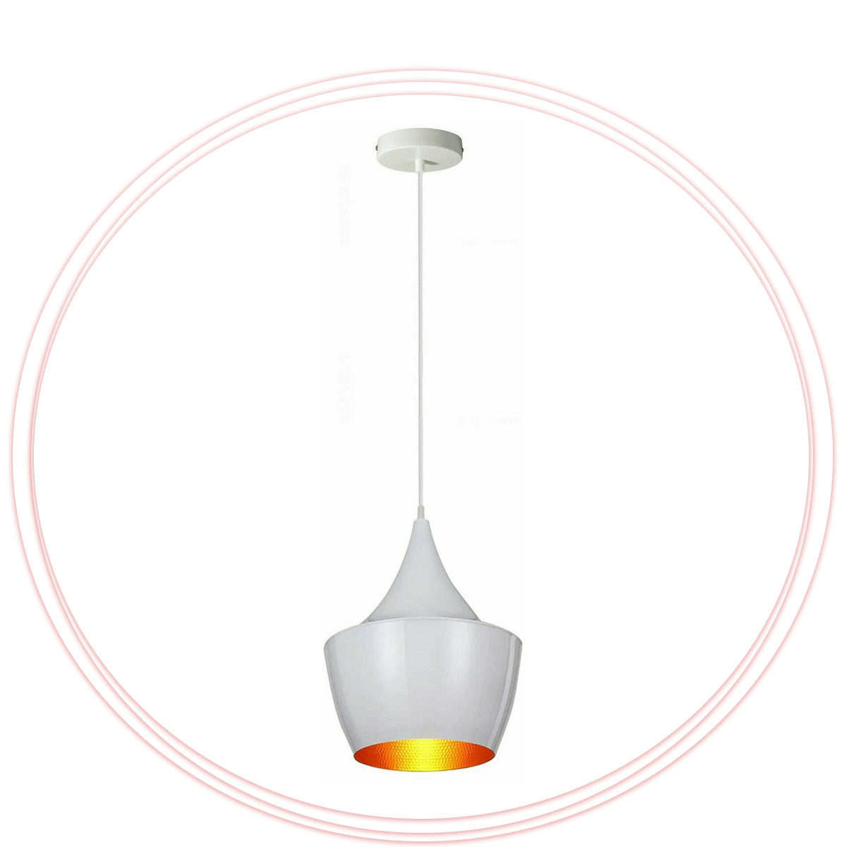 Bell Loft Pendant Light – White with Gold Inside, 22 cm
