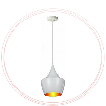 Bell Loft Pendant Light – White with Gold Inside, 22 cm