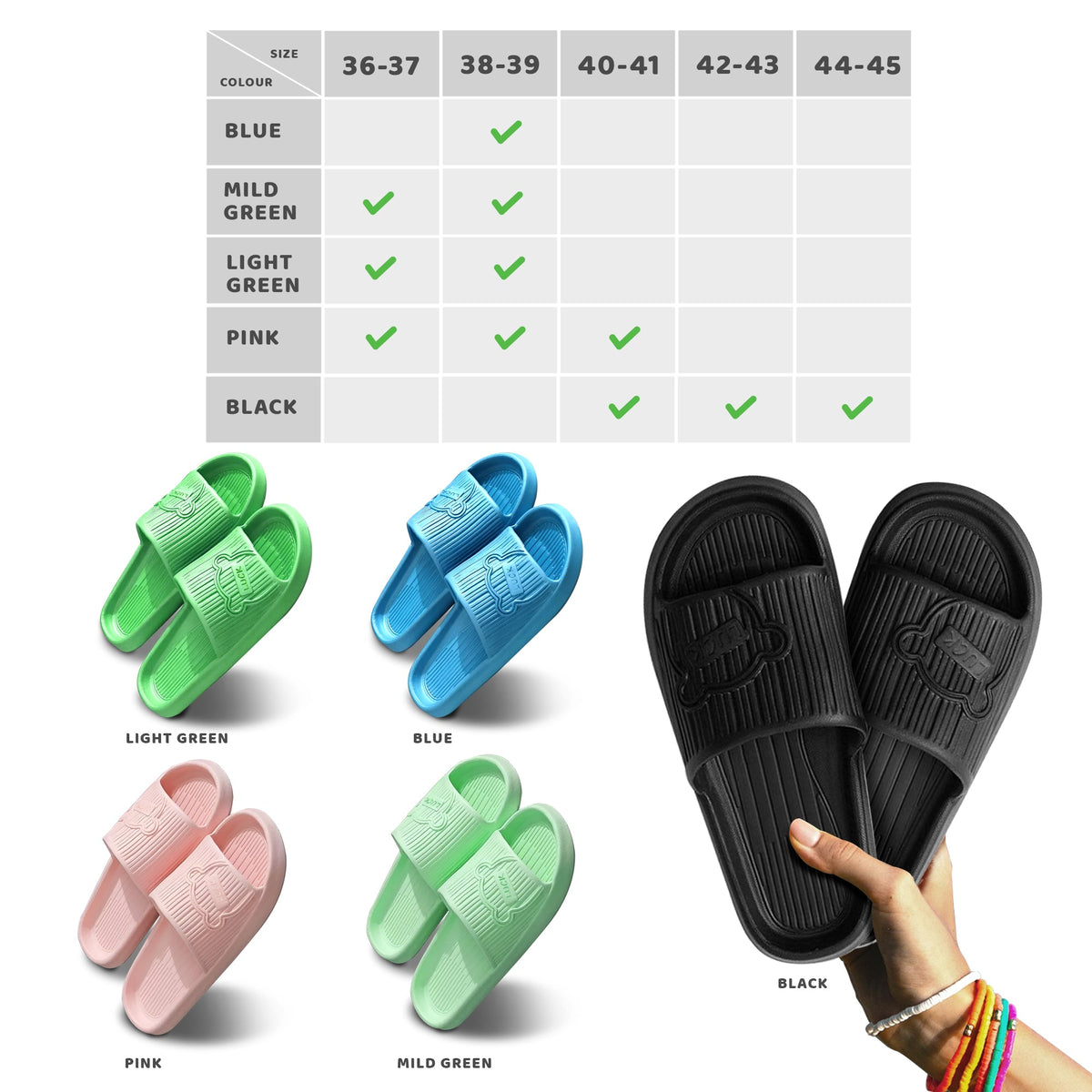 EVA Sliders, Set of 3 Pairs – Mixed Colour or All-Black Sets, EU 36 to 45 - photo 3