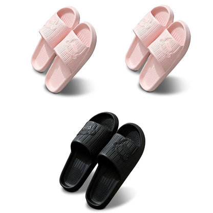 EVA Sliders, Set of 3 Pairs – Mixed Colour or All-Black Sets, EU 36 to 45 - 40-41, 2 x Pink + 1 x Black