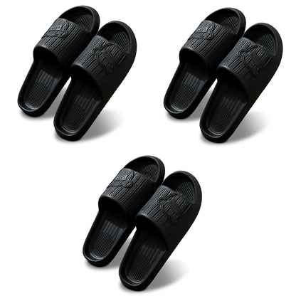 EVA Sliders, Set of 3 Pairs – Mixed Colour or All-Black Sets, EU 36 to 45 - 42-43, 3 x Black