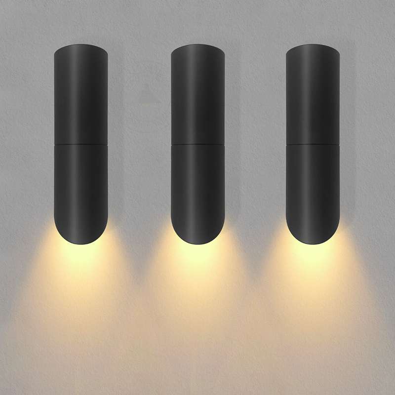 Black Aluminium Cylinder Wall Light – GU10 Downlight