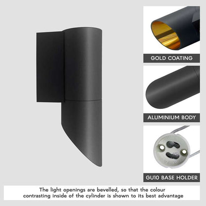 Black Aluminium Cylinder Wall Light – GU10 Downlight - photo 2