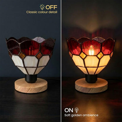 Tiffany Style Mosaic Glass Table Lamp with Wooden Base E27 - photo 7