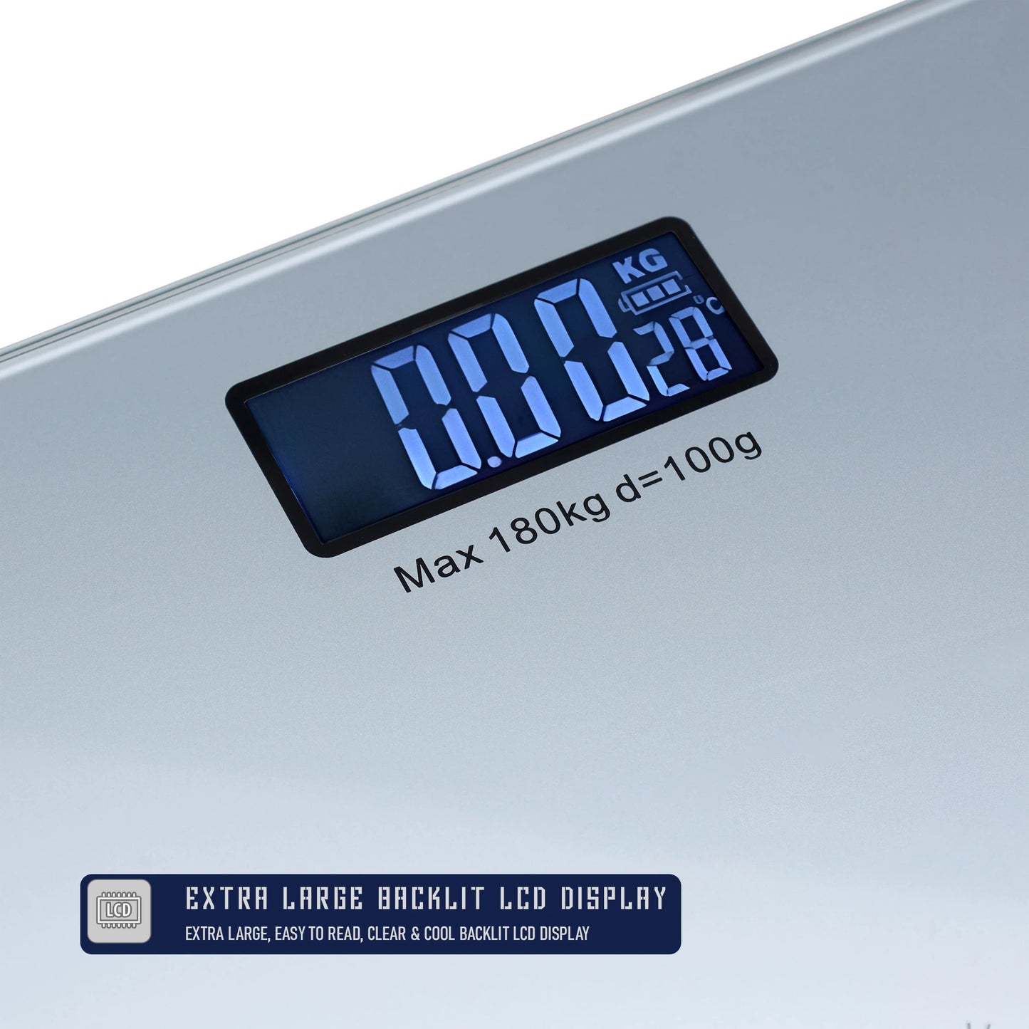 Battery-powered bathroom scale