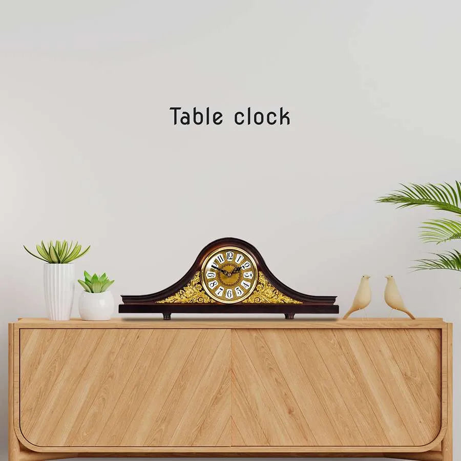 Napoleon Mantel Clock – Long Low Design, 50 cm, Brown & Gold - photo 2